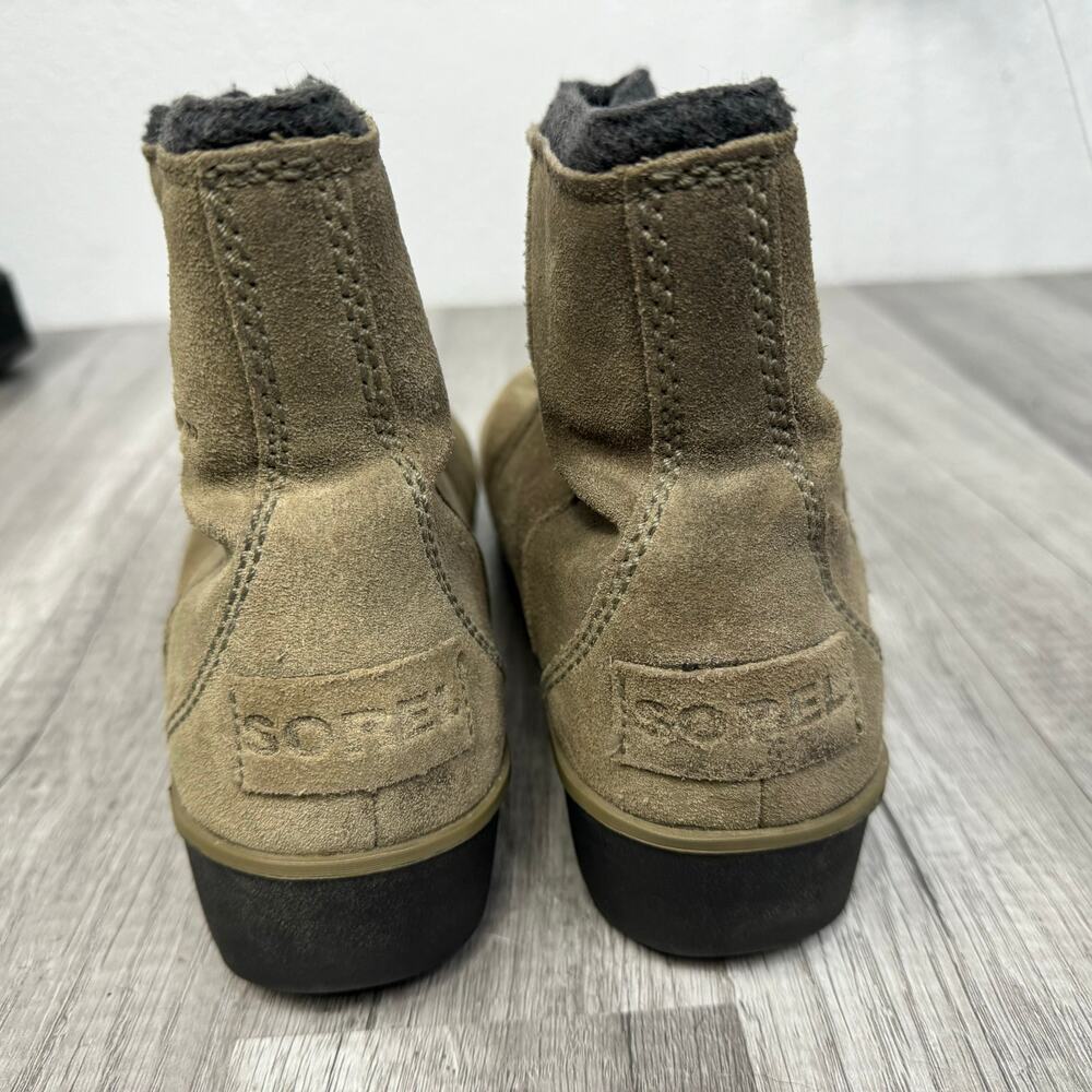 Sorel Suede Ankle Boots Taupe Winter Boots Side Zip Women's 10 1/2 - Picture 6 of 9